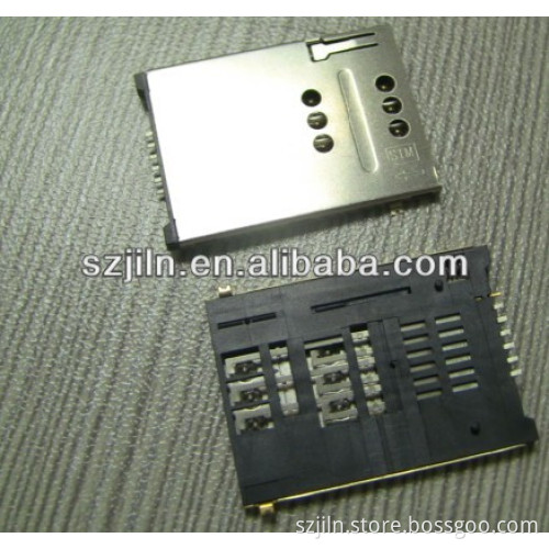 push push type 6P sim card sockets with holes copper shell